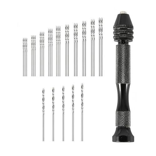Mandouer 31pcs Hand Drill Set with Precision Pin Vice Mini Drill Bits (0.5-3.0mm) for Crafts Resin and Jewellery Making
