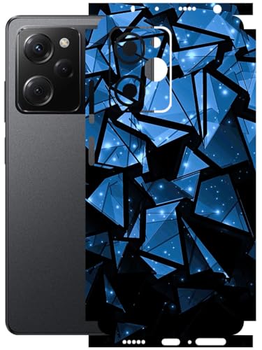 Image of AtOdds - Full Body Back Screen Guard Protector Film - Lamination Wrap Skin Sticker Compatible with Poco X5 PRO (5G) | Scratchproof Matte Finish (Blue Crystals)