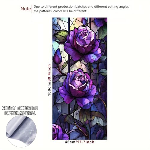 Image of Nuxovilar Gothic Halloween Dark Purple Rose Window Film 17.5x39.3 PVC