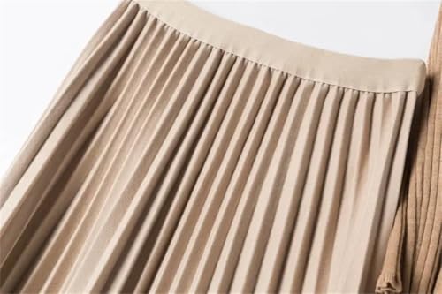 Women's Fall and Winter Loose Elegant High Waist Casual Pleated Sk Thickened Woolen Skirt Coffee XL2
