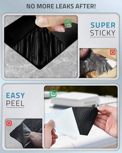 Image of PAULINN Butyl Sealant Waterproof Tape, 6 Inch X 50 Foot Camper Roofing Tape Black, UV & Weatherproof Roof Seal Tape for RV Camper Trailer Boat Window Sealing Leak Repair