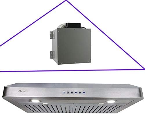 Awoco RH-SP08 Powerful Quiet Split Series 6" High 1mm Thick Stainless Steel Under Cabinet 4 Speeds 1000CFM Range Hood with 2 LED Lights, 8" Round Top Vent - 30" Width HOOD + BLOWER (30"W 8" Split)