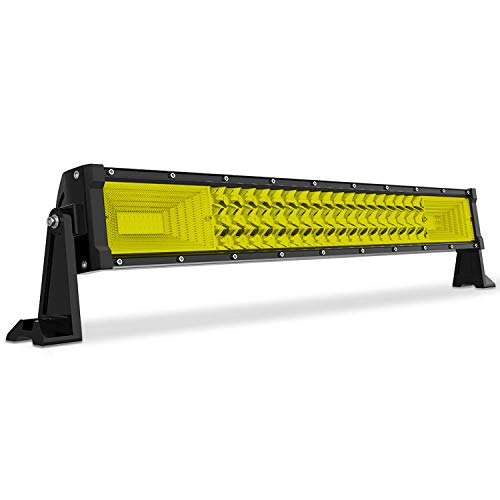 Willpower 22 inch 270W Straight Triple Row Yellow Amber Led Light Bar Flood Spot Combo Driving Lights Off Road Lights for Vehicle Jeep Pickup Truck ATV UTV Wrangler SUV Ram 4x4,3000K 12-24V