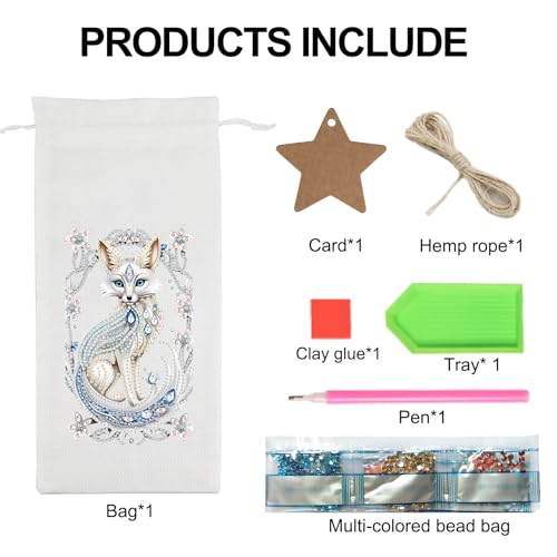 Image of DIY 5D Diamond Painting Gift Wrap, Special Shaped Diamond Art Linen Cover for Champagne Decoration, Christmas Wedding Birthday Party Supplies (Crystal Fox)