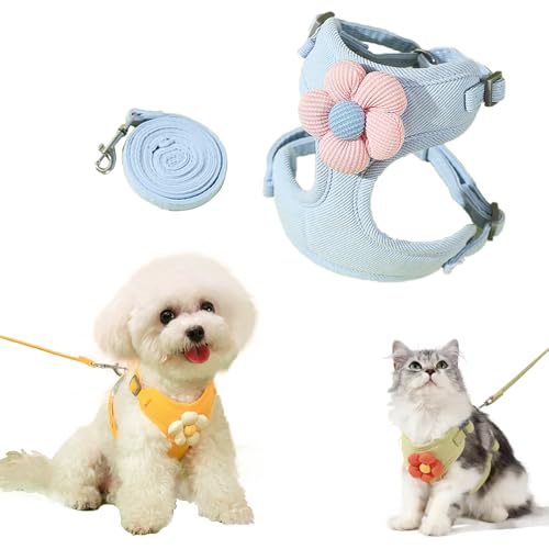 ペット用ハーネス 犬用ハーネス 猫 犬 引っ張り防止 アタマを通さず メッシュ素材 サイズ調整可能 抜けない 通気性 簡単着脱 おしゃれ 安全 しつけ用 訓練 歩行補助 散歩 人気 可愛い着脱簡単 引っ張り防止 おしゃれ 可愛い (ブルー, S)