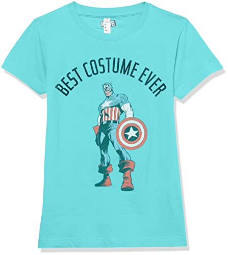Marvel Kids' Little, Big Classic Best Costume Ever Captain America Girls Short Sleeve Tee Shirt, Tahi Blue, X-Small