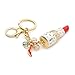 Produktbild GMTEXTILES Legierung Strass Emaille Lippenstift Schlüsselkette Frauen Kristall Weiß Rot Lippenstift Tasche Schlüsselring Mode Geschenke