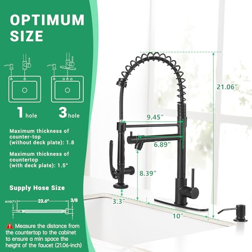 Image of Fapully Commercial Pull Down Kitchen Sink Faucet with Sprayer Matte Black
