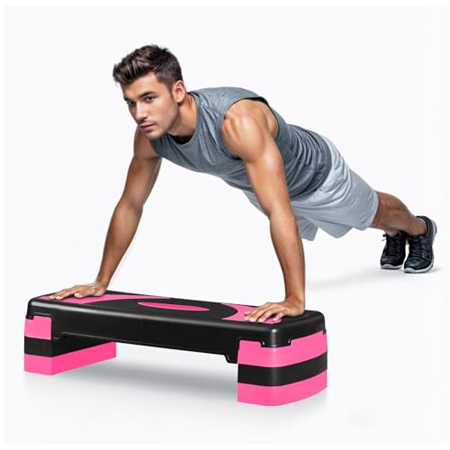 ZENY 31\'\' Aerobic Step Platform, Adjustable Exercise Workout Step with Stable Risers, Stand Up Steppers for Exercise at Home, Fitness Equipment for Home Gym (pink) - Thumbnail 6
