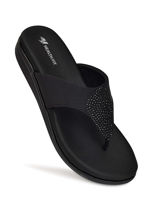 Image of HEALTH FIT EXTRA SOFT Women's Comfortable Memory Foam Doctor Slippers /Flip-Flops|Fashionable Casual & Stylish|Lightweight & Breathable|Outdoor Synthetic Casual Chappals Sandals Ladies & Girls HF21