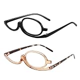 TXUJZP 2 Stück Make Up Brille, Make-up Lesehilfe, Drehbare Vergrößerungsbrille mit Einzellinse, Flip-Up Schminkbrille für Frauen und Mädchen, Praktisches Kosmetikwerkzeug