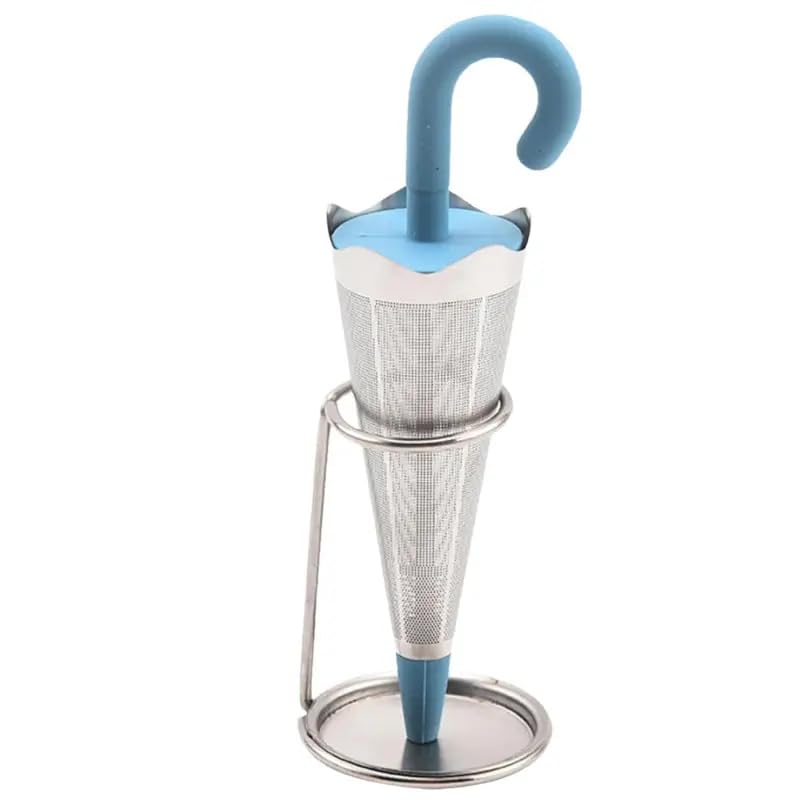 Reusable Cute Umbrella Tea Strainer with Tray, Silicone Loose Leaf Tea Infuser for Large Cups-image-5
