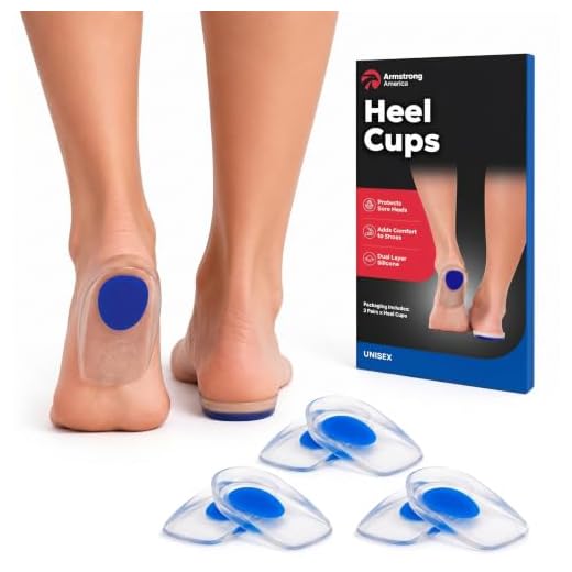 Gel Heel Cups Plantar Fasciitis Inserts - Silicone Heel Cup Pads for Bone Spurs Pain Relief Protectors of Your Sore or Bruised Feet Best Insole Gels Treatment by Armstrong Amerika (Large)