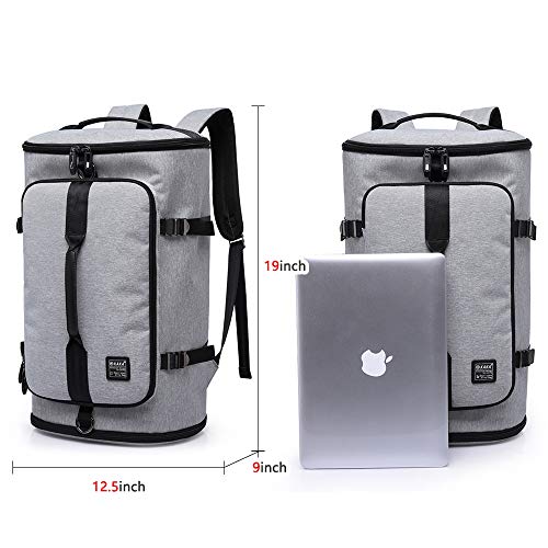 Kaka Travel Duffel Backpack, Outdoor Travel Bag With Shoe Compartment, Laptop Backpack Weekender Overnight Convertible Bag Water-Resistant Hiking Rucksack For Men And Women (Grey) #TOP1