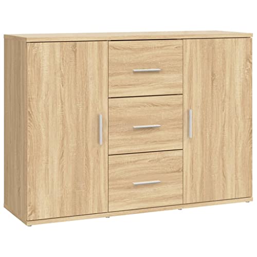 vidaXL Sideboard, Kommode mit viel Stauraum, Mehrzweckschrank Schrank mit 2 Türen 3 Schubladen,...