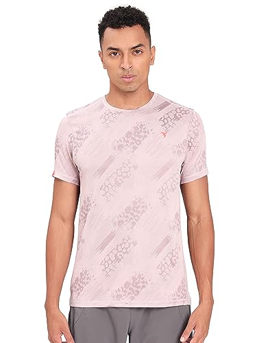 Image of TECHNOSPORT Men Polyester Regular Fit Half Sleeve Jacquard T-Shirt with Double Cool, Quick Dry & Anti Microbial for Sports, Running & Casual Use