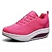 Zapatillas de cuña para Mujer 5 CM Moda Color sólido Tejido Transpirable Malla con Cordones Bajo Top Casual Fitness Shake Shoes Damas Running Trainers