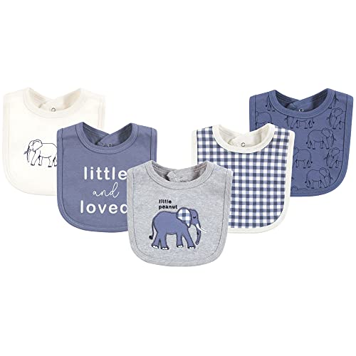 Image of Touched by Nature Unisex Baby Organic Cotton Bibs, Blue Peanut, One Size