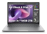 HP ZBook 8 G1ak Mobile Workstation AI Laptop (14' FHD+, AMD Ryzen AI 7 PRO 350 ( Ultra 7 155H), 64GB RAM, 2TB SSD) for Engineer, Designer, IR Webcam, Thunderbolt 4, Win 11 Pro (Next Gen Firefly G11)