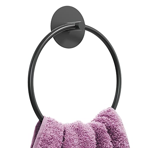 Toallero de Baño Negro Mate - Acero Inoxidable SUS304, Soporte de Toallas de Mano Adhesivo Susswiff Montado en La Pared, Colgador de Toallas para Organizador deBaño, Almacenamiento de Cocina Cover