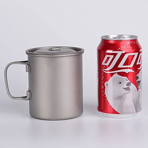 Titan-Wasserbecher für den Außenbereich mit Klappgriffen Titandeckel Trinkgefäße Campingbecher Ultraleichter Reisebecher 220 ml-900 ml (Size : 450ml Ti3204) Little Surprise