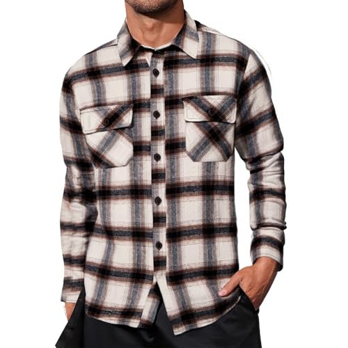 Modeewel Checked Shirt Men's Shirt Long Sleeve Press Studs Regular Fit Down Check Shirt Transition Shirt Flannel Shirts Work Shirt Men's Shirt Checked Lumberjack Shirt Casual Shirts with Chest Pocket Modeewel Checked Shirt Men's Shirt Long Sleeve Press Studs Regular Fit Down Check Shirt Transition Shirt Flannel Shirts Work Shirt Men's Shirt Checked Lumberjack Shirt Casual Shirts with Chest Pocket