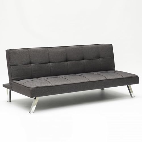 Produce Shop Divano Letto In Tessuto 2 Posti Design Moderno Gemma Pronto Letto - Grigio Scuro - 4