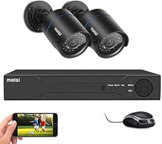 [Expandable] MAISI 1080P 4 Channel DVR CCTV Security Camera System, 2x 2MP HD Outdoor Waterproof Bullet Camera, Night Vision, Motion Detection, Remote View, APP/Email Alert, NO Hard Drive