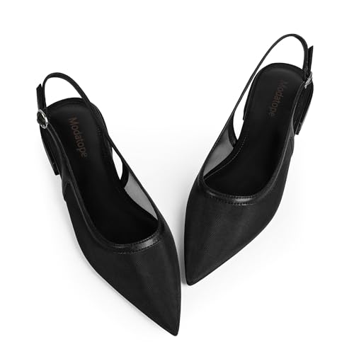 Image of Modatope Slingback Flats for Women Pointed Toe Ballet Flats Classic Low Heel Sandals Dress Shoes