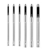 Set di perforatrici per cuoio, con 6 strumenti in acciaio (1,5 mm-4 mm), strumento perforatore per cinture, feltro e guarnizioni, perforatore per cintura per artigianato in pelle