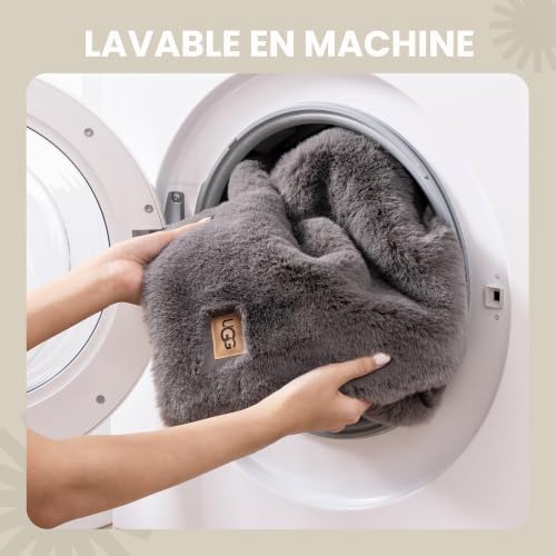 Couverture réversible UGG Euphoria en fourrure de luxe couleur anthracite texturée