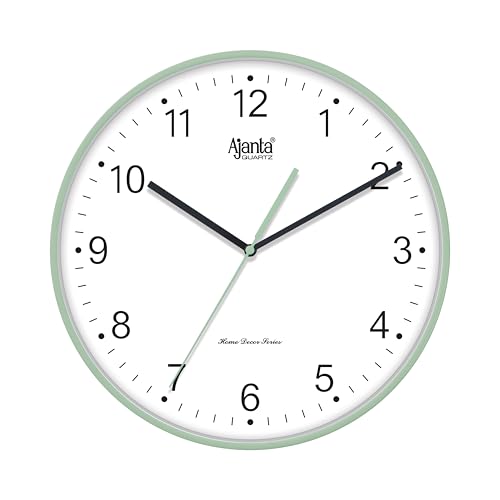 Image of Ajanta Stylish Green Wall Clock 11 Inch | Luxury Home Decor | Silent Sweep Movement Clock for Living Room | Model 1187