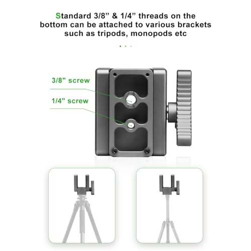 FANAUE GS-02 Rifle Saddle Mount Compatible with Mlok Arca Swiss Quick Release Plates Hunting Rail Clamp Gun Shooting Tripod Ball Head Adapters for Outdoors Target Practice with 1/4\" 3/8\" Screw Holes - Thumbnail 4