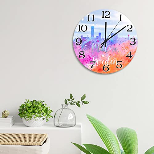 Horloge murale silhouette Suède Malmo silencieuse pour salon et bureau - 5