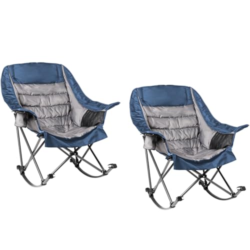 2 PCS Oversized Rocking Camping Chair for Adults - 400lbs Capacit...