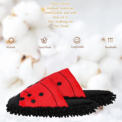 Frjjthchy Dust Cleaning Mop Slippers Microfiber Mopping Shoes For Men Women (Women 6-7/Men 5, Ladybug) #TOP3
