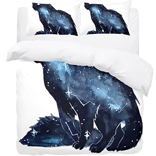 Parure de lit housse de couette chat étoilé, linge de lit thermique léger et chaud pour chambre - 2