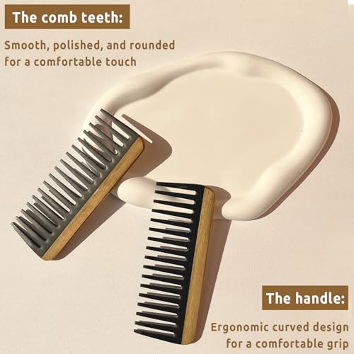 Peine de dientes anchos de bambú para cabello rizado y grueso miniatura 4