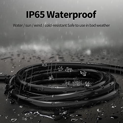 25 Ft 16/3 Black Indoor Outdoor Extension Cord Waterproof, 3 Prong Flexblie Sjtw Cold Weatherproof -50°C Appliance Extension Cord 13 Amp 1625W 16Awg Heavy Duty Electric Cord, Powgrn Etl Listed #TOP4