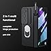 Libeagle Compatible with Samsung Galaxy Z Fold 2 Case Heavy Duty Protective, Camera Lens Cover, Capacitance Pen & Pen Holder & Hinge Protection, Screen Protector, Metal Ring Stand Cover 5G 2020, Black