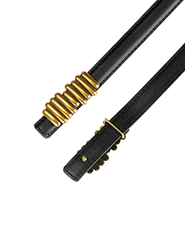 Allegra K Women's Faux Leather Belts Jeans Dress Thin Waist Belt with Chic Designer Buckle2