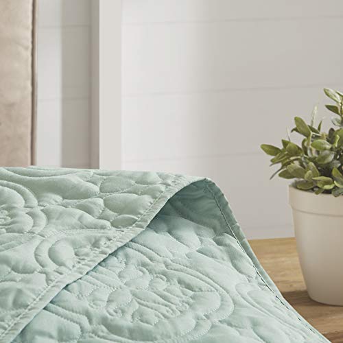 510 Design Oakley Reversible Quilt Set - Luxe Stitching Design, All Season, Lightweight Coverlet Bedspread Bedding, Matching Shams, Oversized King/Cal King(120"X118"), Medallion Seafoam 3 Piece #TOP5
