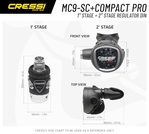 Cressi Erwachsene Atemregler Mc9-sc Compact Pro-Din 300, Schwarz/Silber,