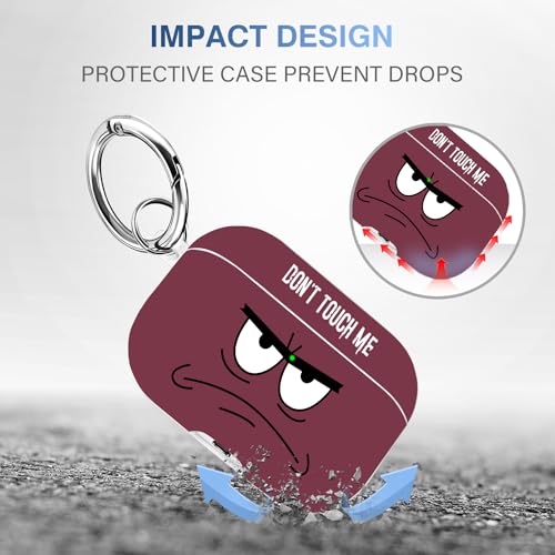 Image of for Airpods Pro 2nd Generation Case,Don't Touch Me Cool Cover with Lanyard Big Eyes Cute Cartoon for Airpods Pro 2nd Generation Case,Soft Shockproof Cover for Women Men-Claret