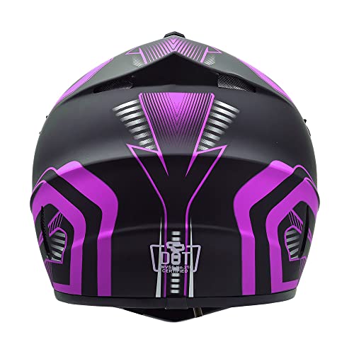 Adult 4 Wheeler Helmet, Off-Road Helmet, Motocross Helmet Dot Certification Comfortable And Breathable Full Helmets For Locomotives Used In All Seasons,Purple,S #TOP6