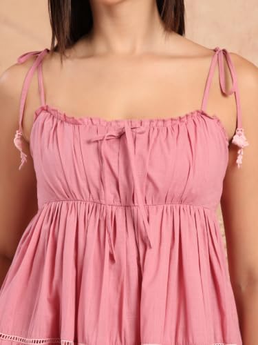 Image of COTLAND Fashions Breathable Cotton Printed A-Line Midi Dress for Women