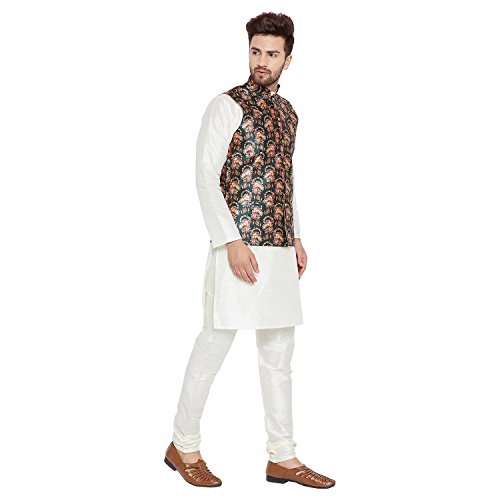 Image of SOJANYA (Since 1958, Men's Silk Blend Grey Kurta Pyjama & Silk Blend Jacket Combo
