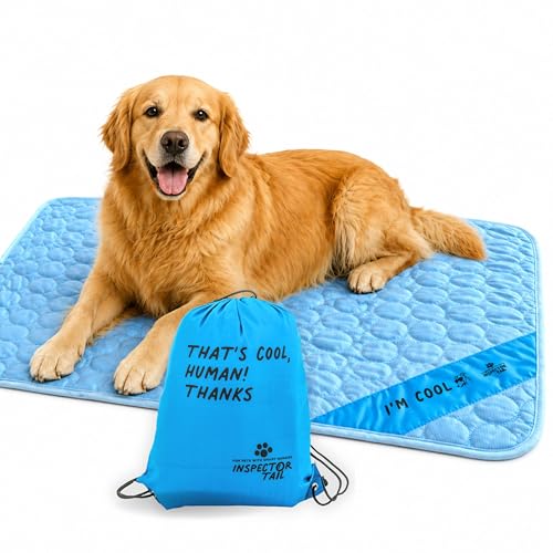 INSPECTOR TAIL Dog Cooling Mat - No Freeze Needed, Self-Cooling Pad for Large Dogs, Washable...