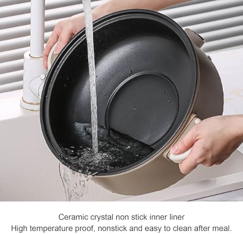 Multifunctional Electric Cooker, Food Grade Nonstick Coating Material 3L Electric Hot Pot with Steam Basket for Stir Fry Steak Noodles Soup(800W) (US Plug)