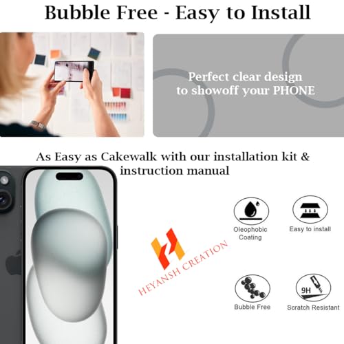 Image of Tempered Glass Screen Protector Compatible for OnePlus Nord CE 3 Lite 5G with Edge to Edge Coverage and Easy Installation Kit, Pack of 1, Black (IPHONE 15)